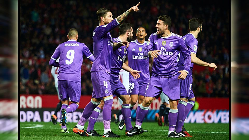Sergio Ramos sukses bahwa Madrid ke babak 8 besar Copa del Rey. Copyright: &copy; Aitor Alcalde/Getty Images